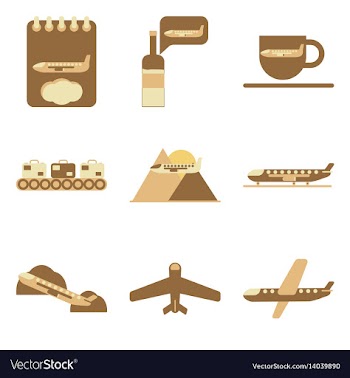 Set of icons in flat design for airport on a white vector image