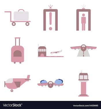 Set of icons in flat design for airport on a white vector image