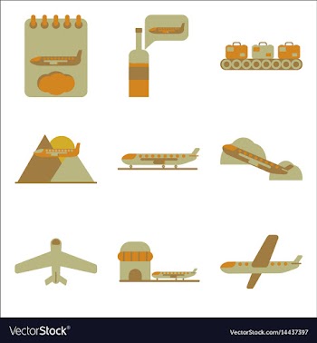 Set of icons in flat design for airport on a white vector image