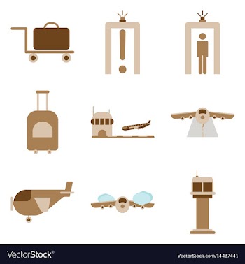 Set of icons in flat design for airport on a white vector image