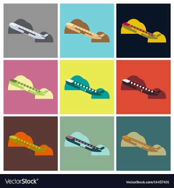 Set of icons in flat design for airport plane vector image