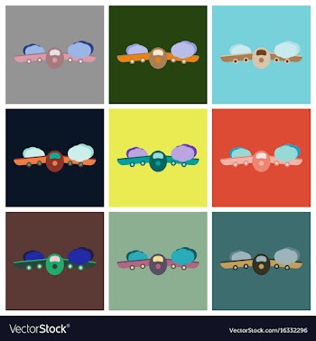 Set of icons in flat design for airport plane vector image