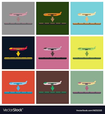 Set of icons in flat design for airport plane vector image