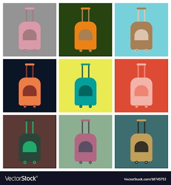 Set of icons in flat design for airport suitcase vector image