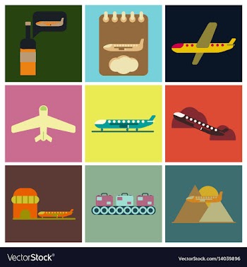Set of icons in flat design for airport vector image