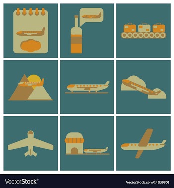 Set of icons in flat design for airport vector image