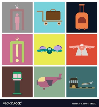 Set of icons in flat design for airport vector image