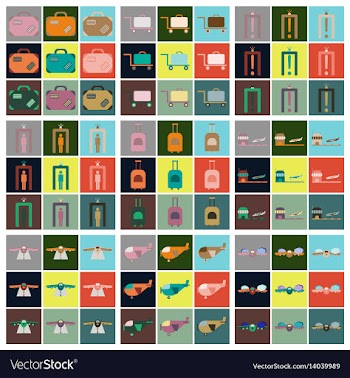 Set of icons in flat design for airport vector image