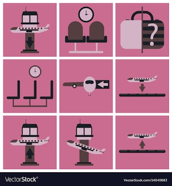 Set of icons in flat design for airport vector image