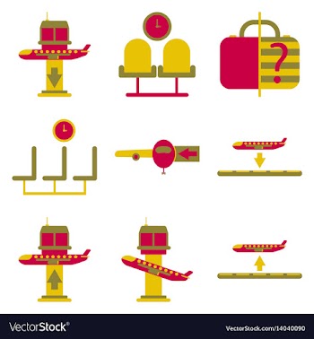 Set of icons in flat design for airport vector image