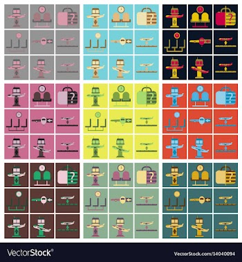 Set of icons in flat design for airport vector image