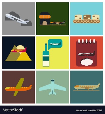 Set of icons in flat design for airport vector image