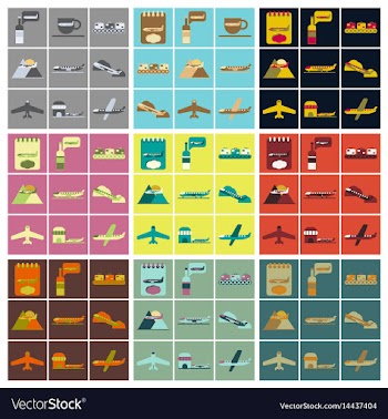 Set of icons in flat design for airport vector image