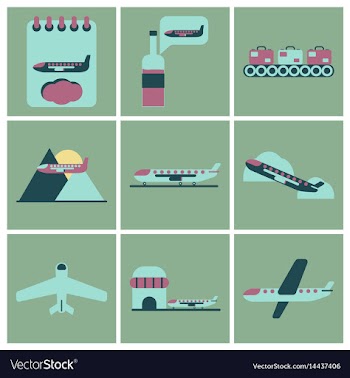 Set of icons in flat design for airport vector image