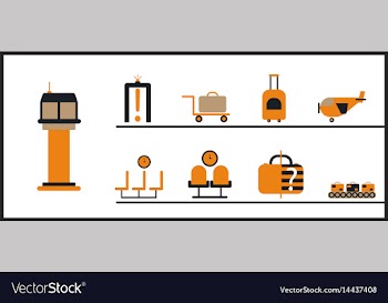 Set of icons in flat design for airport vector image