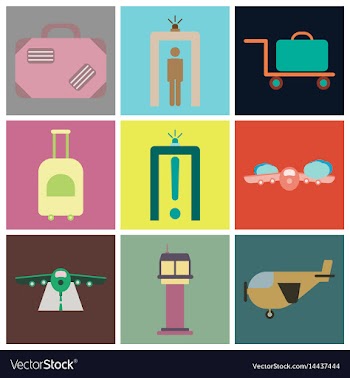 Set of icons in flat design for airport vector image