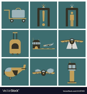 Set of icons in flat design for airport vector image