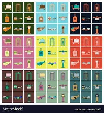 Set of icons in flat design for airport vector image