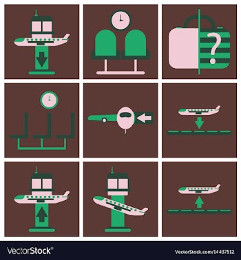 Set of icons in flat design for airport vector image