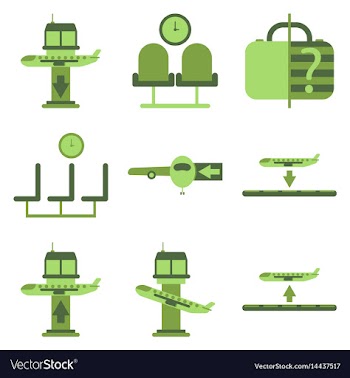Set of icons in flat design for airport vector image