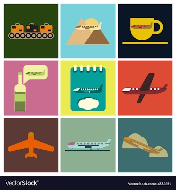 Set of icons in flat design for airport vector image
