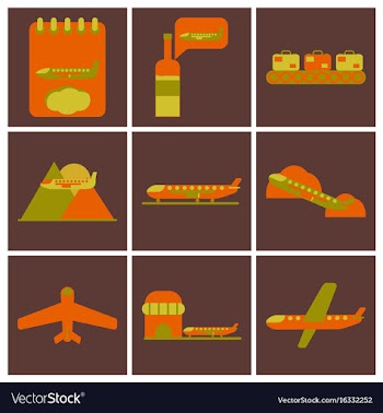 Set of icons in flat design for airport vector image