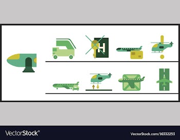 Set of icons in flat design for airport vector image