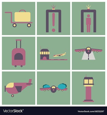 Set of icons in flat design for airport vector image