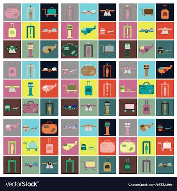 Set of icons in flat design for airport vector image