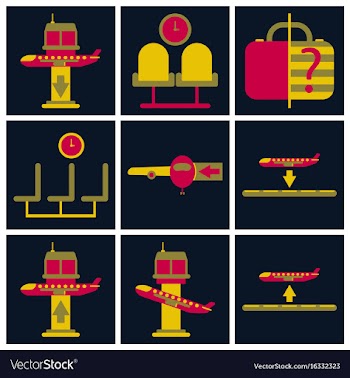 Set of icons in flat design for airport vector image