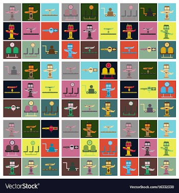 Set of icons in flat design for airport vector image