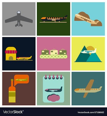 Set of icons in flat design for airport vector image