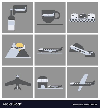 Set of icons in flat design for airport vector image