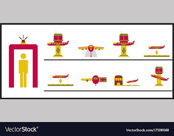 Set of icons in flat design for airport vector image