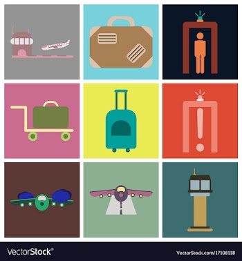 Set of icons in flat design for airport vector image