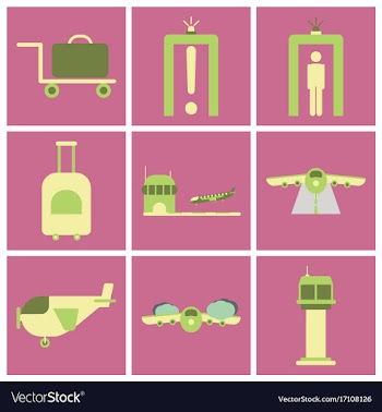 Set of icons in flat design for airport vector image