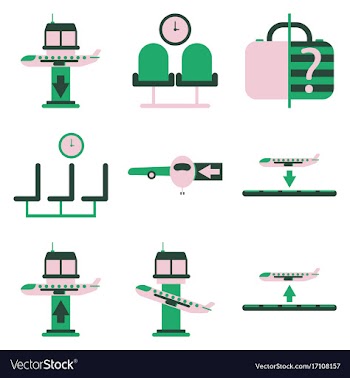 Set of icons in flat design for airport vector image