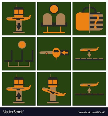 Set of icons in flat design for airport vector image