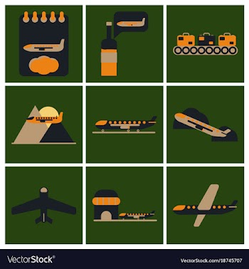 Set of icons in flat design for airport vector image