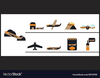 Set of icons in flat design for airport vector image