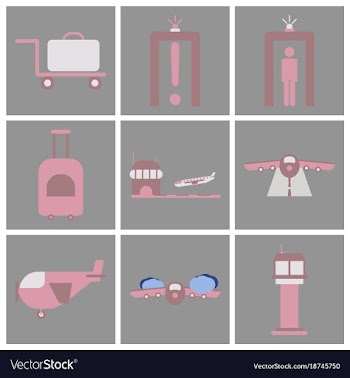 Set of icons in flat design for airport vector image