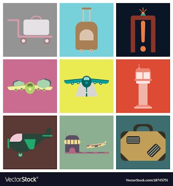 Set of icons in flat design for airport vector image