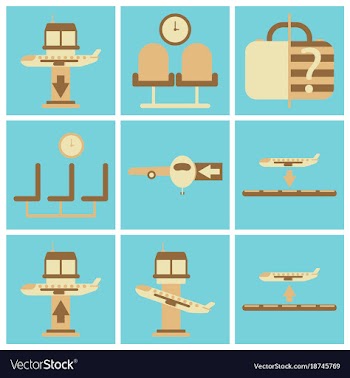 Set of icons in flat design for airport vector image