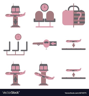 Set of icons in flat design for airport vector image