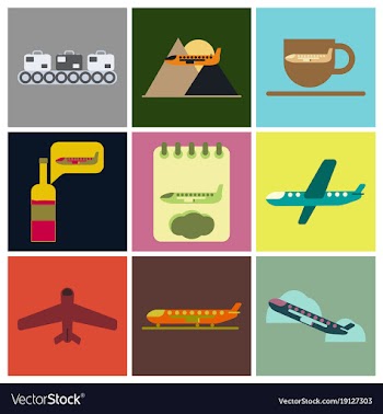 Set of icons in flat design for airport vector image