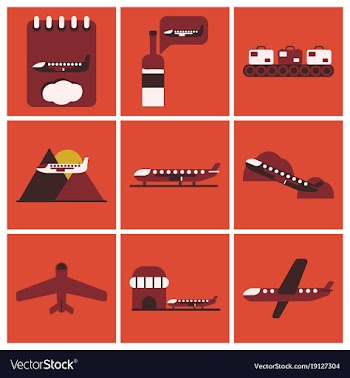 Set of icons in flat design for airport vector image
