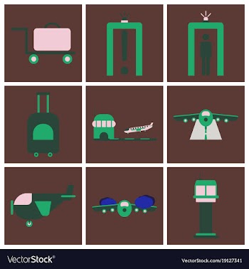 Set of icons in flat design for airport vector image