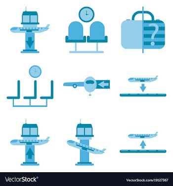 Set of icons in flat design for airport vector image