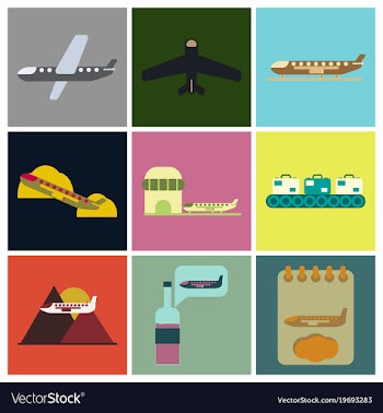 Set of icons in flat design for airport vector image