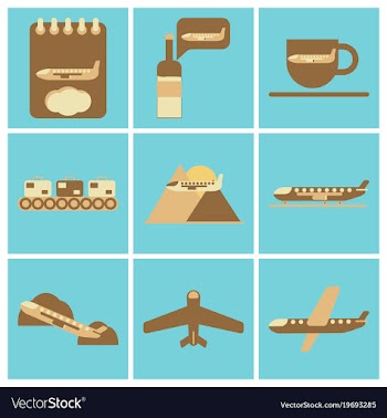 Set of icons in flat design for airport vector image